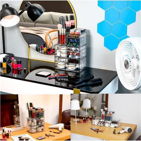 Clear acrylic makeup organizer set skincare drawers vanity storage holder - Picture 6 of 7